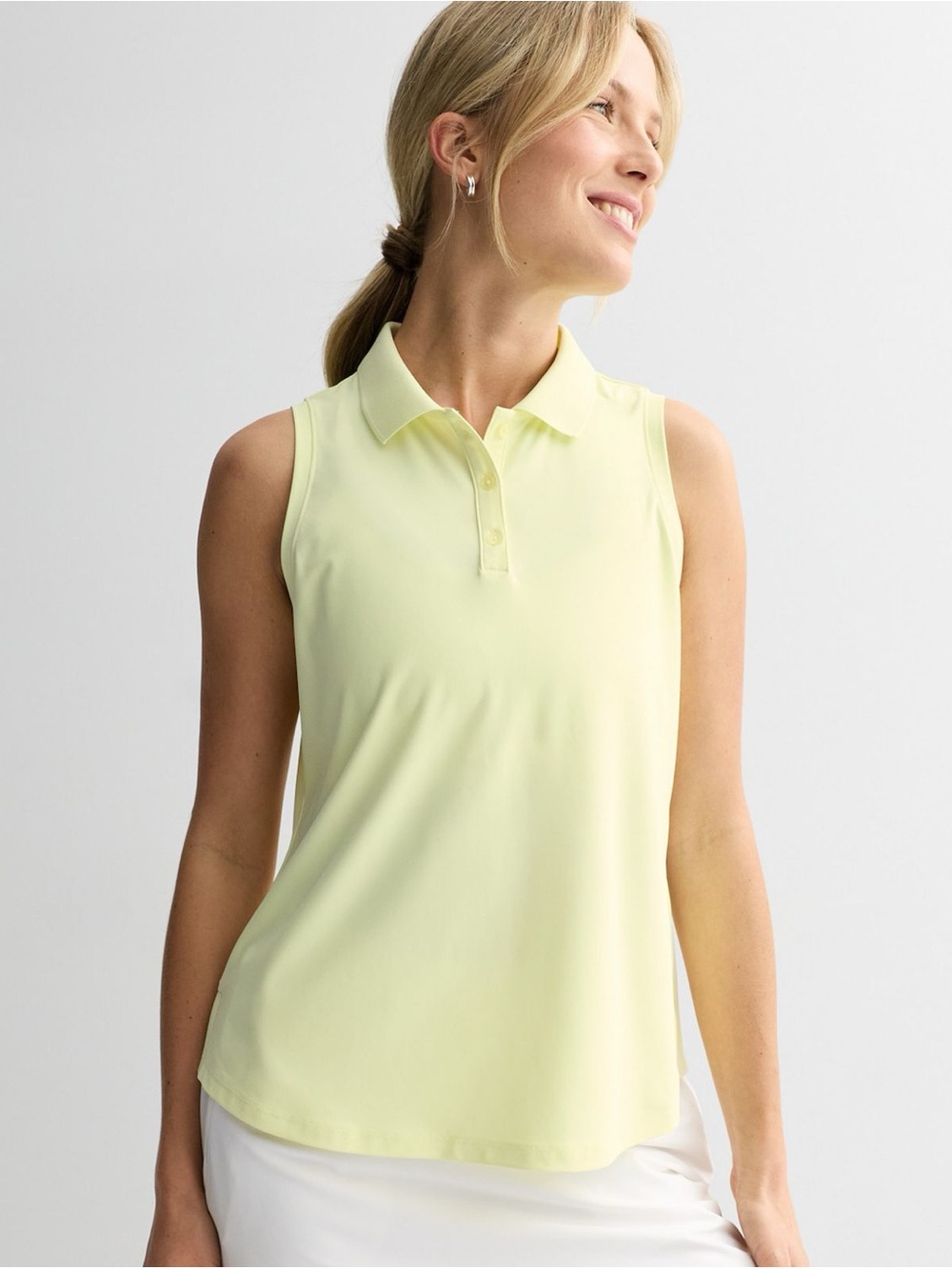 Lady Hagen Pale Yellow Sleeveless Polo Tank